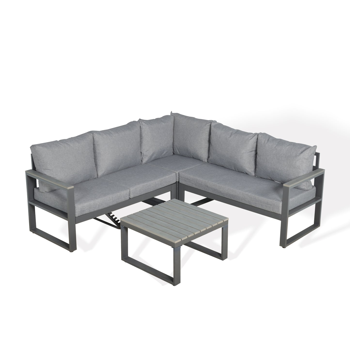 CK-01 Dune Range Square Corner Set Charcoal Aluminium Frame With Grey Cushions