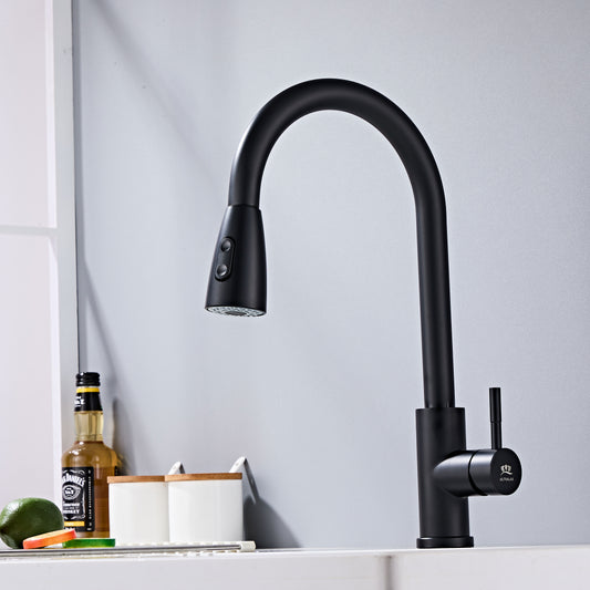 Vellamo Inspire Pull Out Mono Kitchen Mixer Tap - Matt Black