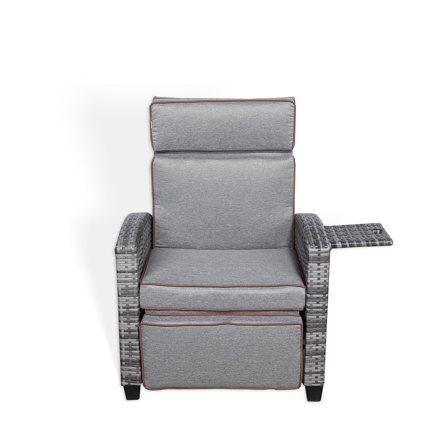 Harmony Range Reclining Armchair with Flip Table in Grey Weave and Grey Cushions