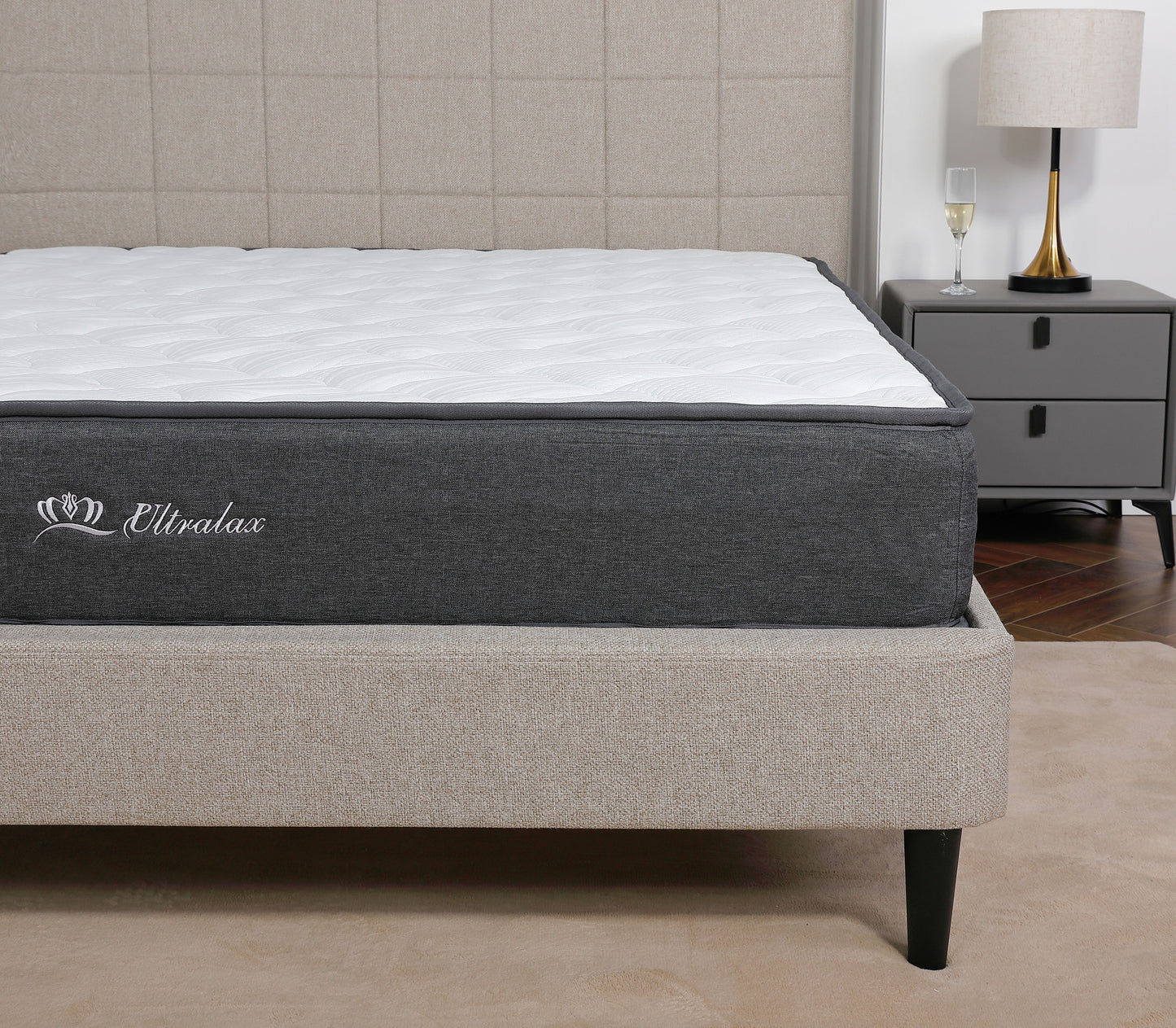 Ultralax 135x190x22cm Hybrid Pocket Sprung & Memory Foam Double Mattress With Breathable Fabric, Medium Firm Feel,Skin Friendly Durable-Grey