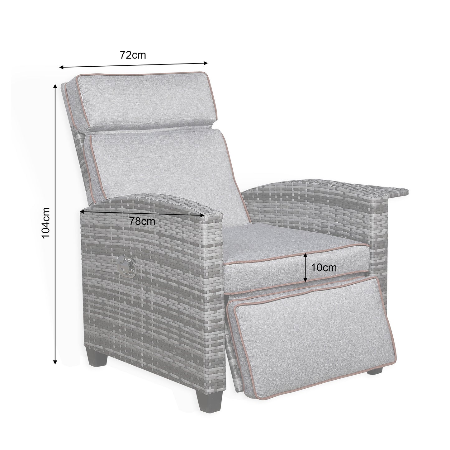 Harmony Range Reclining Armchair with Flip Table in Grey Weave and Grey Cushions