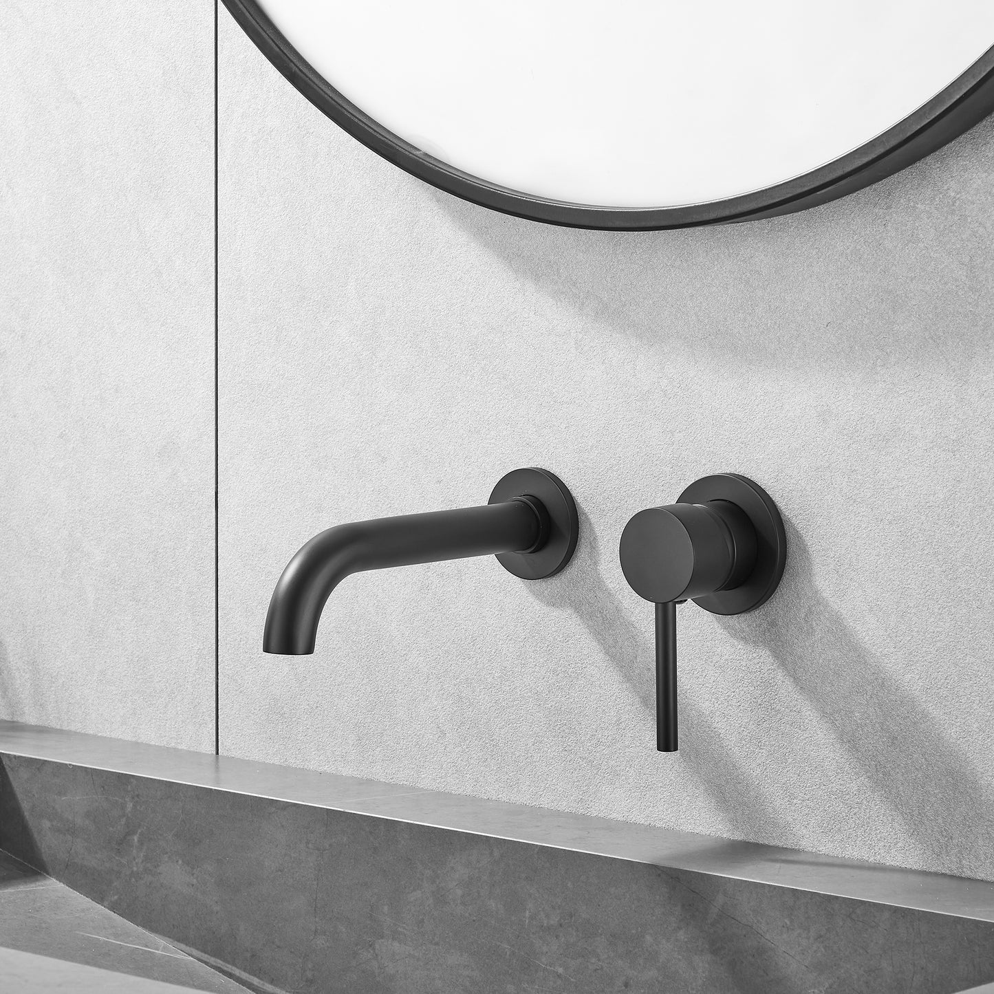 Matt Black Wall Mounted Basin Tap with Easy Plumb Installation Kit